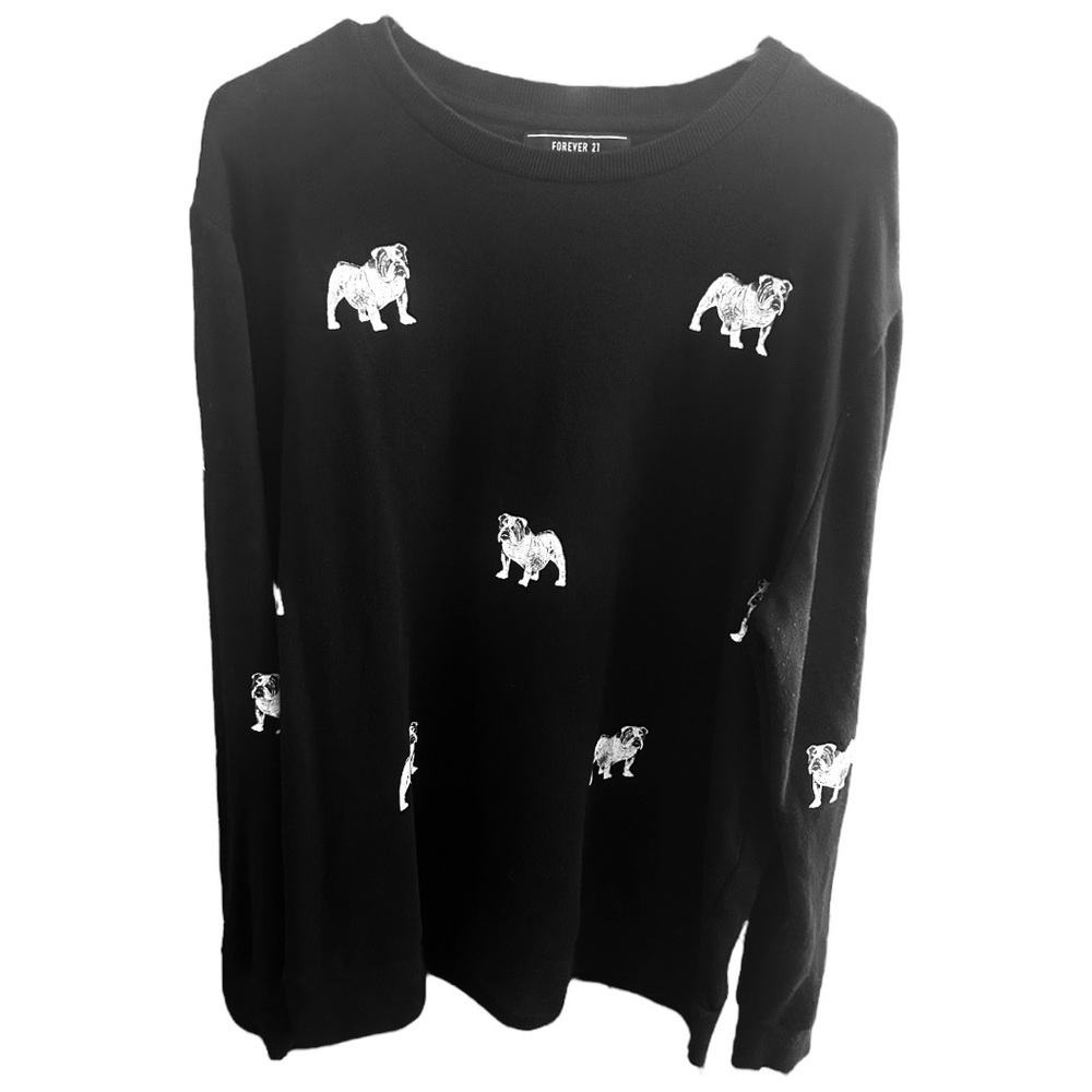 Forever 21 Black Sweatshirt with White Dog Print